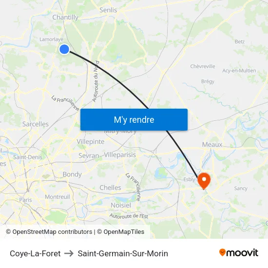 Coye-La-Foret to Saint-Germain-Sur-Morin map