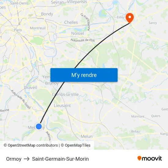 Ormoy to Saint-Germain-Sur-Morin map