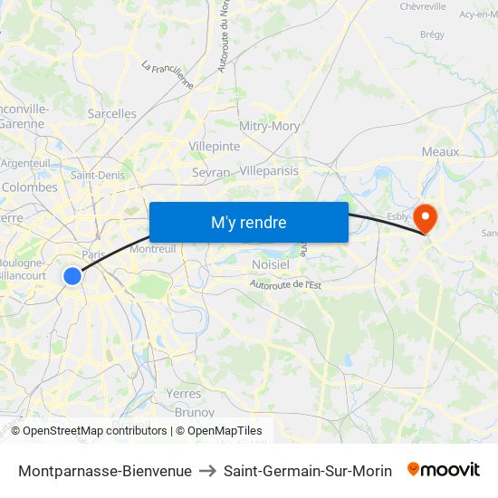 Montparnasse-Bienvenue to Saint-Germain-Sur-Morin map