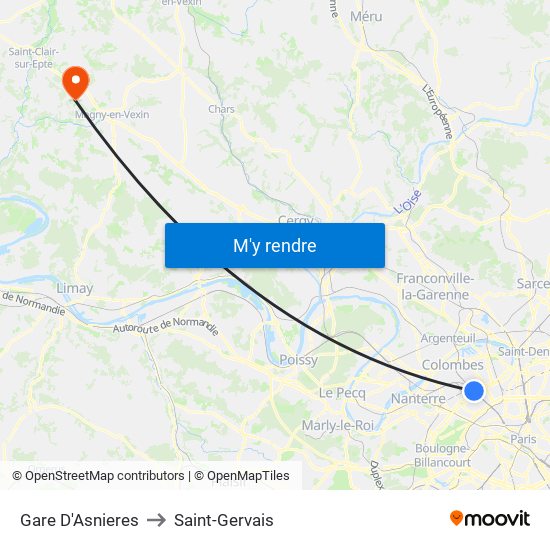 Gare D'Asnieres to Saint-Gervais map
