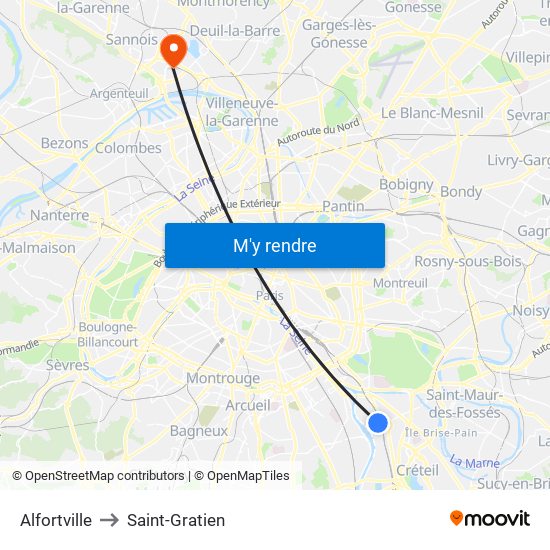 Alfortville to Saint-Gratien map