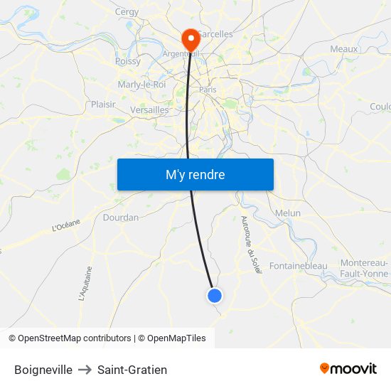 Boigneville to Saint-Gratien map