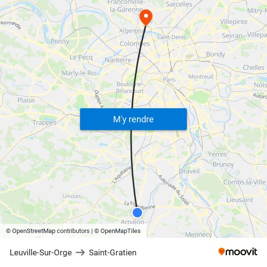 Leuville-Sur-Orge to Saint-Gratien map