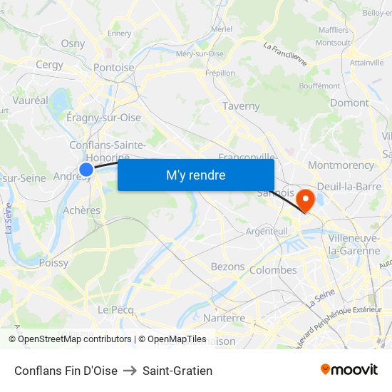 Conflans Fin D'Oise to Saint-Gratien map