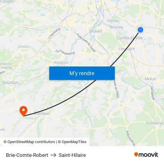 Brie-Comte-Robert to Saint-Hilaire map