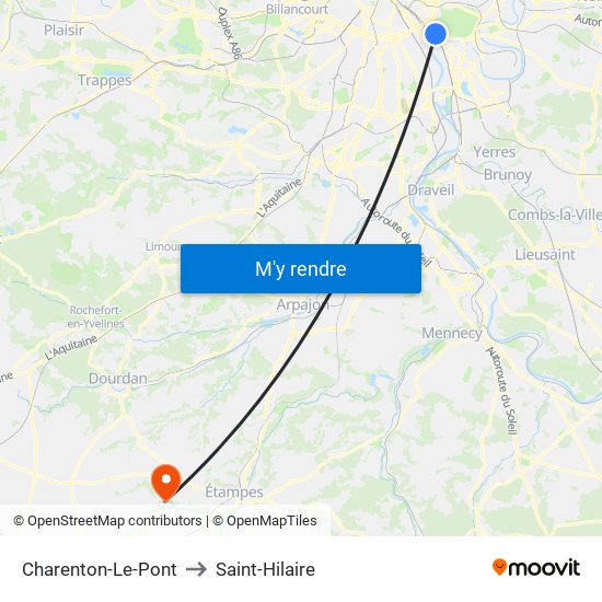 Charenton-Le-Pont to Saint-Hilaire map