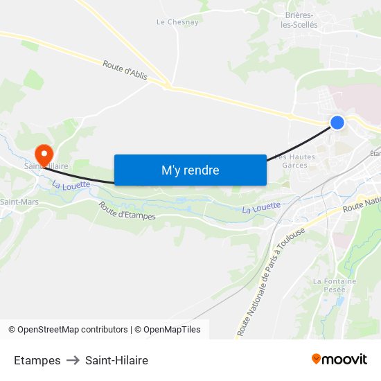 Etampes to Saint-Hilaire map