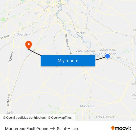 Montereau-Fault-Yonne to Saint-Hilaire map