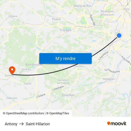 Antony to Saint-Hilarion map