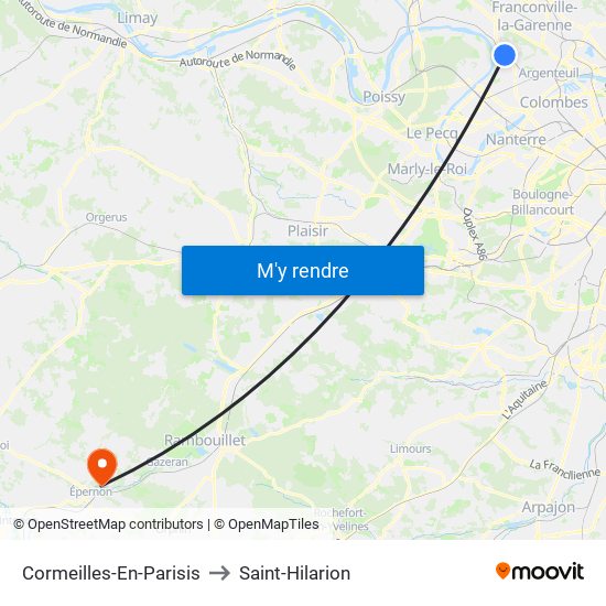 Cormeilles-En-Parisis to Saint-Hilarion map