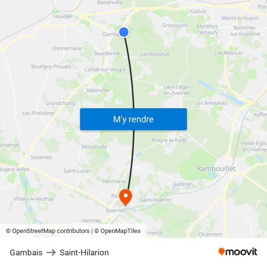 Gambais to Saint-Hilarion map