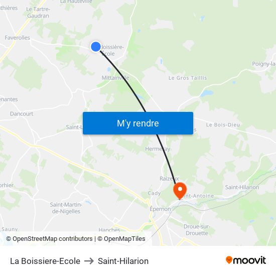 La Boissiere-Ecole to Saint-Hilarion map