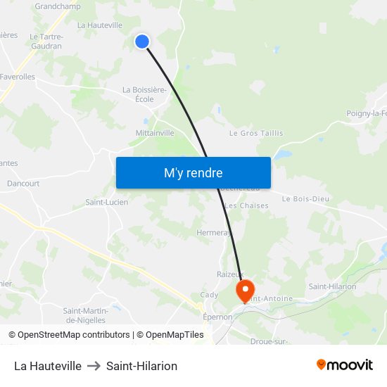 La Hauteville to Saint-Hilarion map