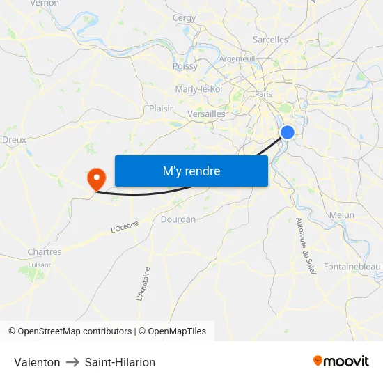 Valenton to Saint-Hilarion map