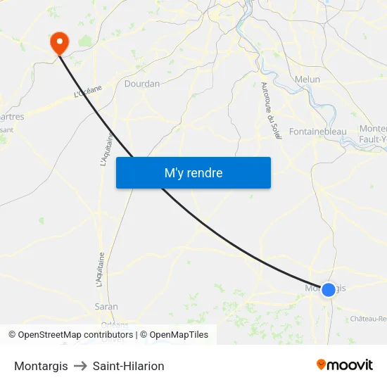 Montargis to Saint-Hilarion map