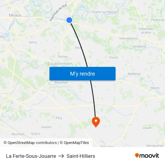 La Ferte-Sous-Jouarre to Saint-Hilliers map