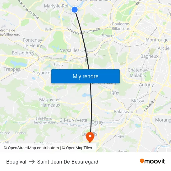 Bougival to Saint-Jean-De-Beauregard map