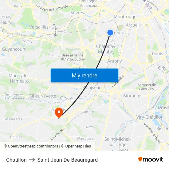 Chatillon to Saint-Jean-De-Beauregard map