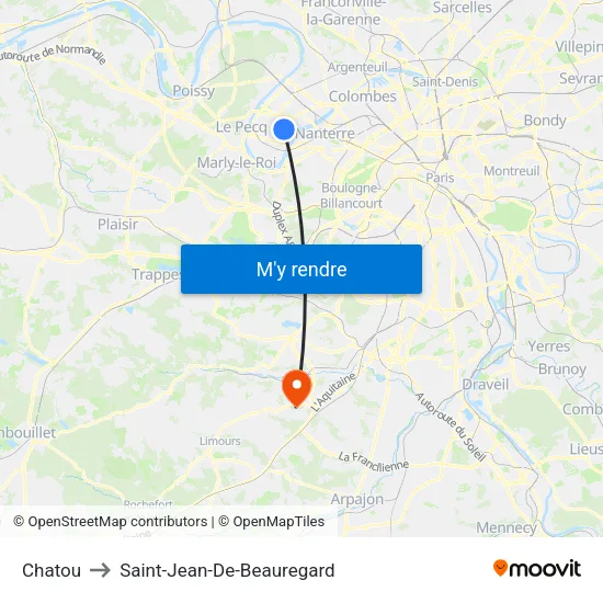 Chatou to Saint-Jean-De-Beauregard map