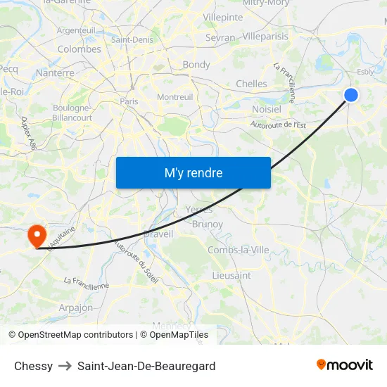 Chessy to Saint-Jean-De-Beauregard map