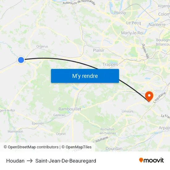Houdan to Saint-Jean-De-Beauregard map