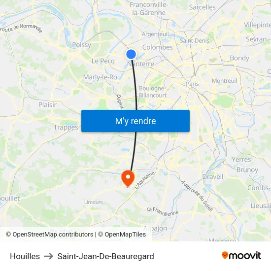 Houilles to Saint-Jean-De-Beauregard map