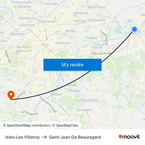 Isles-Les-Villenoy to Saint-Jean-De-Beauregard map