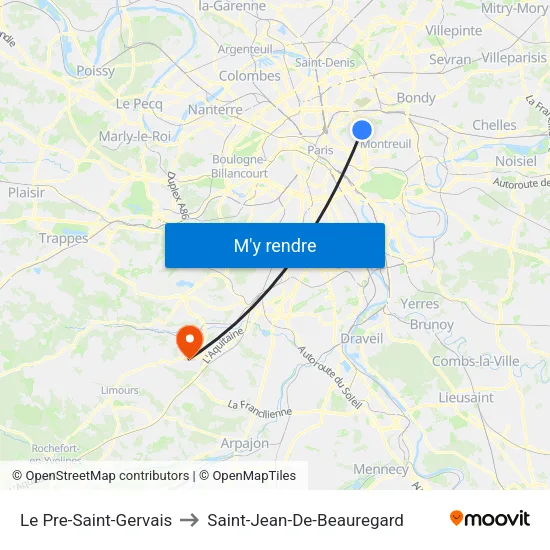 Le Pre-Saint-Gervais to Saint-Jean-De-Beauregard map