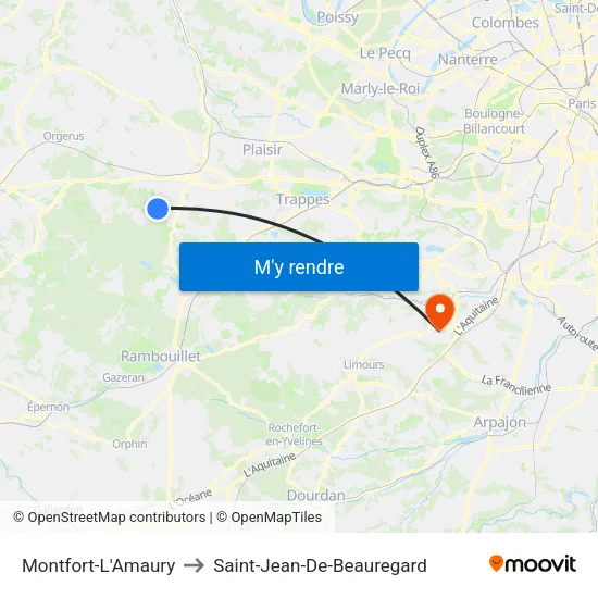 Montfort-L'Amaury to Saint-Jean-De-Beauregard map