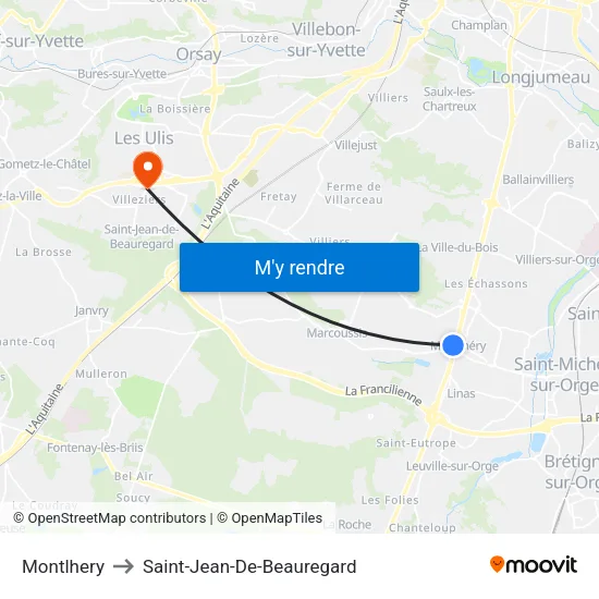 Montlhery to Saint-Jean-De-Beauregard map