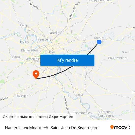 Nanteuil-Les-Meaux to Saint-Jean-De-Beauregard map