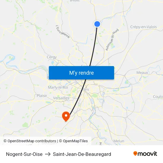 Nogent-Sur-Oise to Saint-Jean-De-Beauregard map