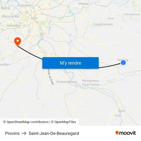 Provins to Saint-Jean-De-Beauregard map