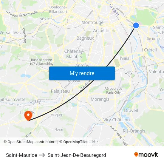 Saint-Maurice to Saint-Jean-De-Beauregard map