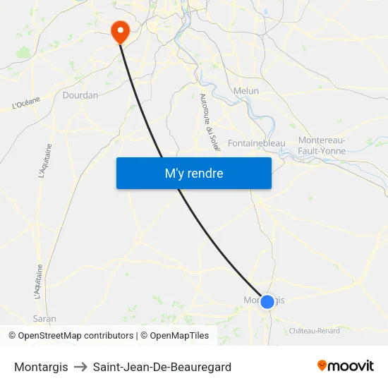 Montargis to Saint-Jean-De-Beauregard map