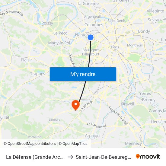 La Défense (Grande Arche) to Saint-Jean-De-Beauregard map