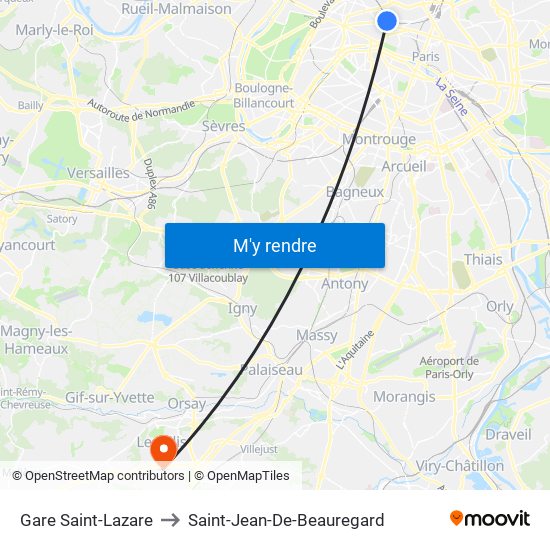 Gare Saint-Lazare to Saint-Jean-De-Beauregard map