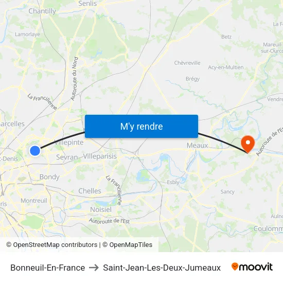 Bonneuil-En-France to Saint-Jean-Les-Deux-Jumeaux map