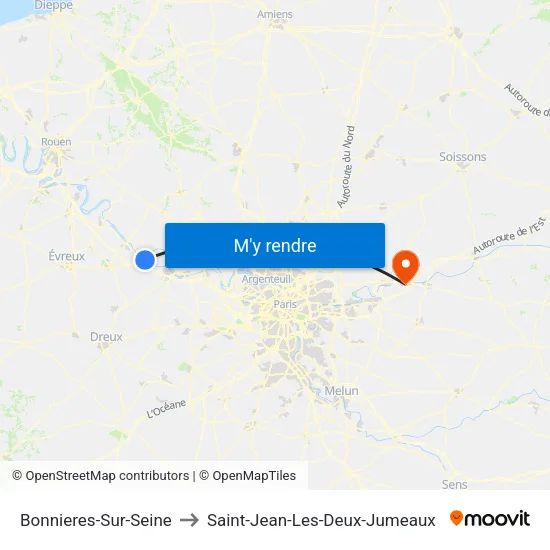 Bonnieres-Sur-Seine to Saint-Jean-Les-Deux-Jumeaux map