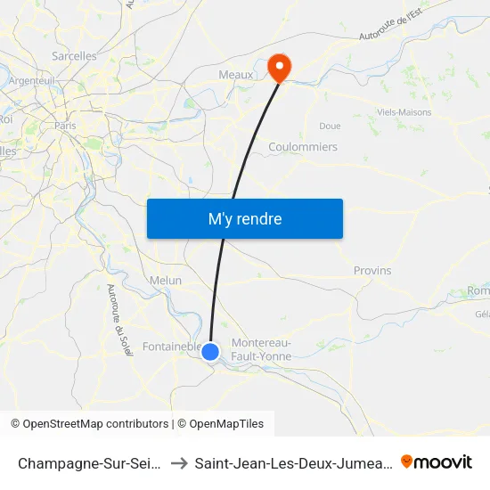 Champagne-Sur-Seine to Saint-Jean-Les-Deux-Jumeaux map