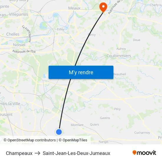 Champeaux to Saint-Jean-Les-Deux-Jumeaux map