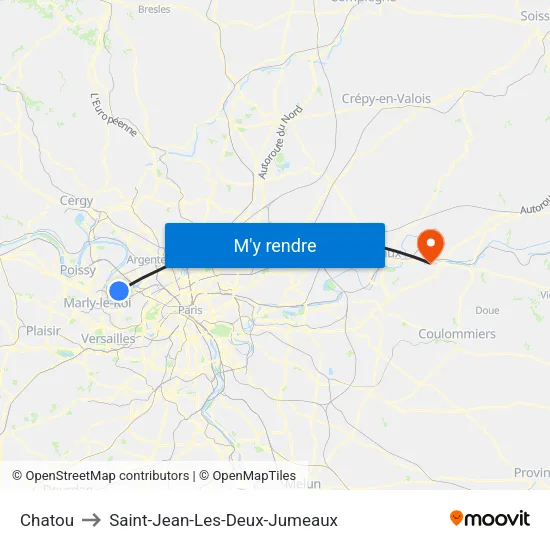 Chatou to Saint-Jean-Les-Deux-Jumeaux map