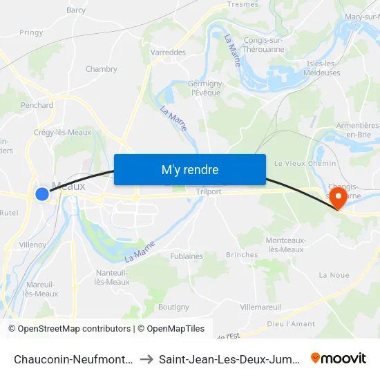Chauconin-Neufmontiers to Saint-Jean-Les-Deux-Jumeaux map