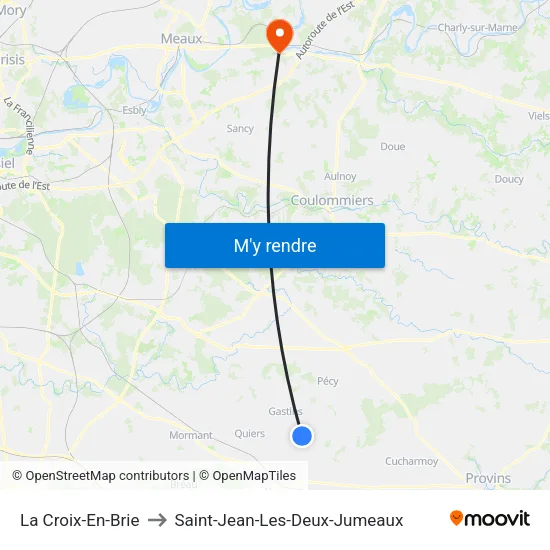 La Croix-En-Brie to Saint-Jean-Les-Deux-Jumeaux map