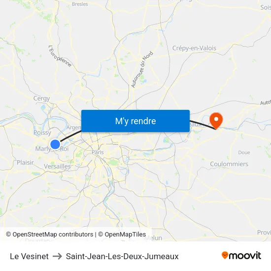 Le Vesinet to Saint-Jean-Les-Deux-Jumeaux map