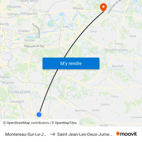 Montereau-Sur-Le-Jard to Saint-Jean-Les-Deux-Jumeaux map