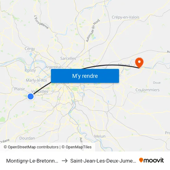 Montigny-Le-Bretonneux to Saint-Jean-Les-Deux-Jumeaux map