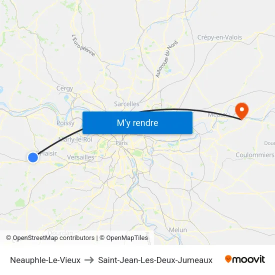 Neauphle-Le-Vieux to Saint-Jean-Les-Deux-Jumeaux map