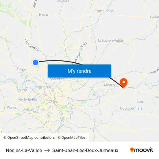 Nesles-La-Vallee to Saint-Jean-Les-Deux-Jumeaux map