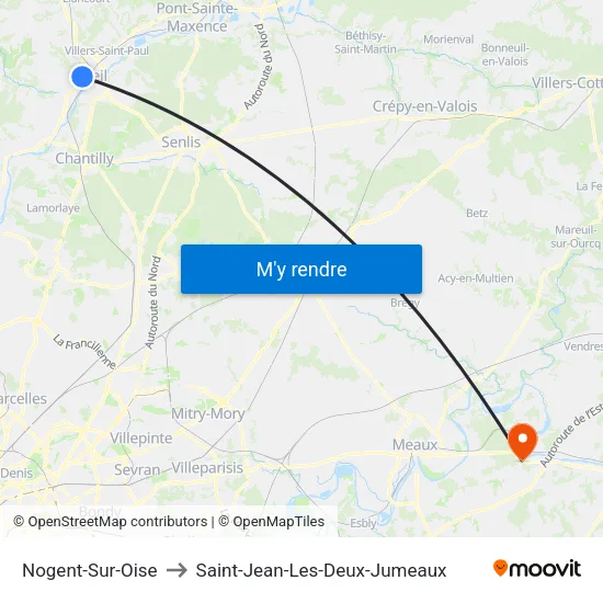 Nogent-Sur-Oise to Saint-Jean-Les-Deux-Jumeaux map